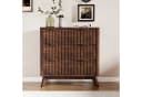 SHINEDEER Kommode 3 Schubladen Dunkelbraun Gold Metallgriffe Bild 1