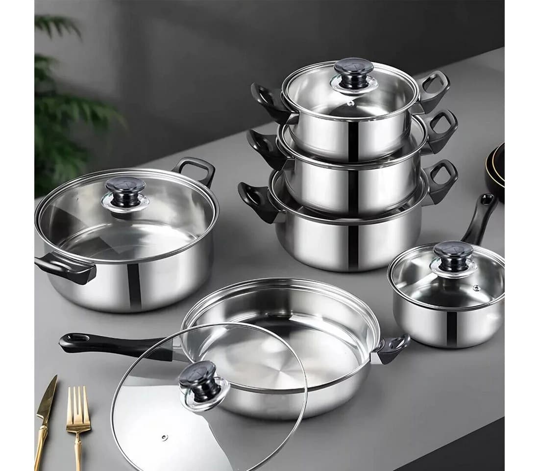 Luckice 12-teiliges Kochtopfset Edelstahl für Induktion, Gas, Ceran - Bild 2
