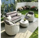 Muxing Gartenlounge-Set 4-teilig Aluminium Schwarz/Beige Bild 1
