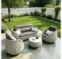 Muxing Gartenlounge-Set 4-teilig Aluminium Schwarz/Beige Bild 3