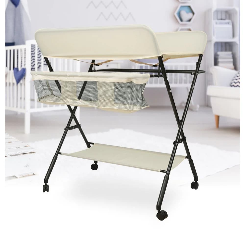 JEOBEST Wickeltisch Klappbar Beige Höhenverstellbar