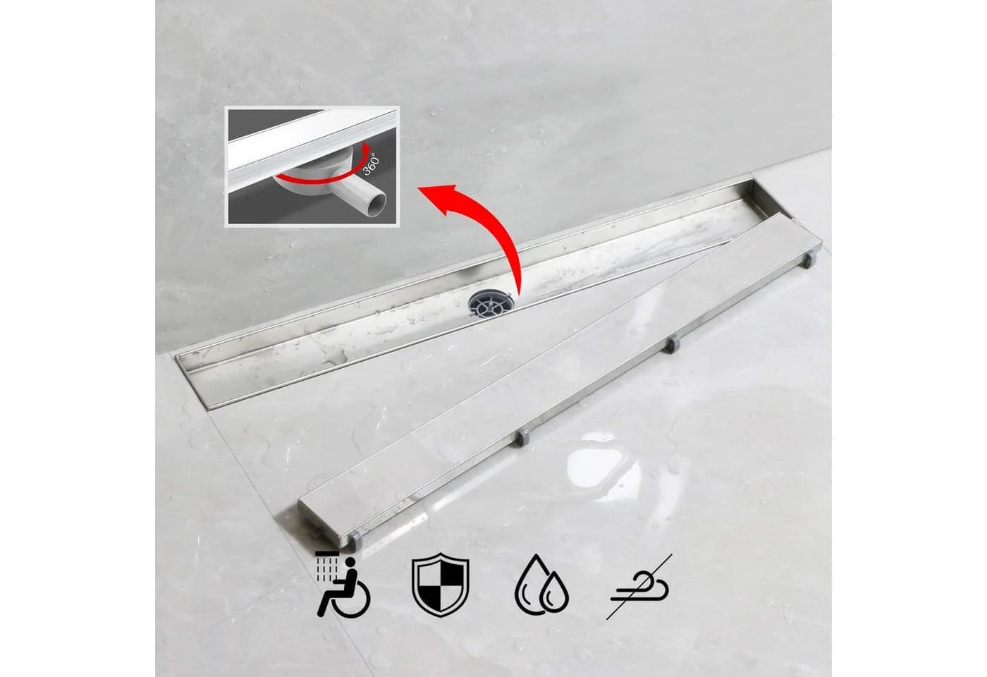 SaniteModar Duschrinne Edelstahl 50 cm mit 360° Siphon - Bild 4