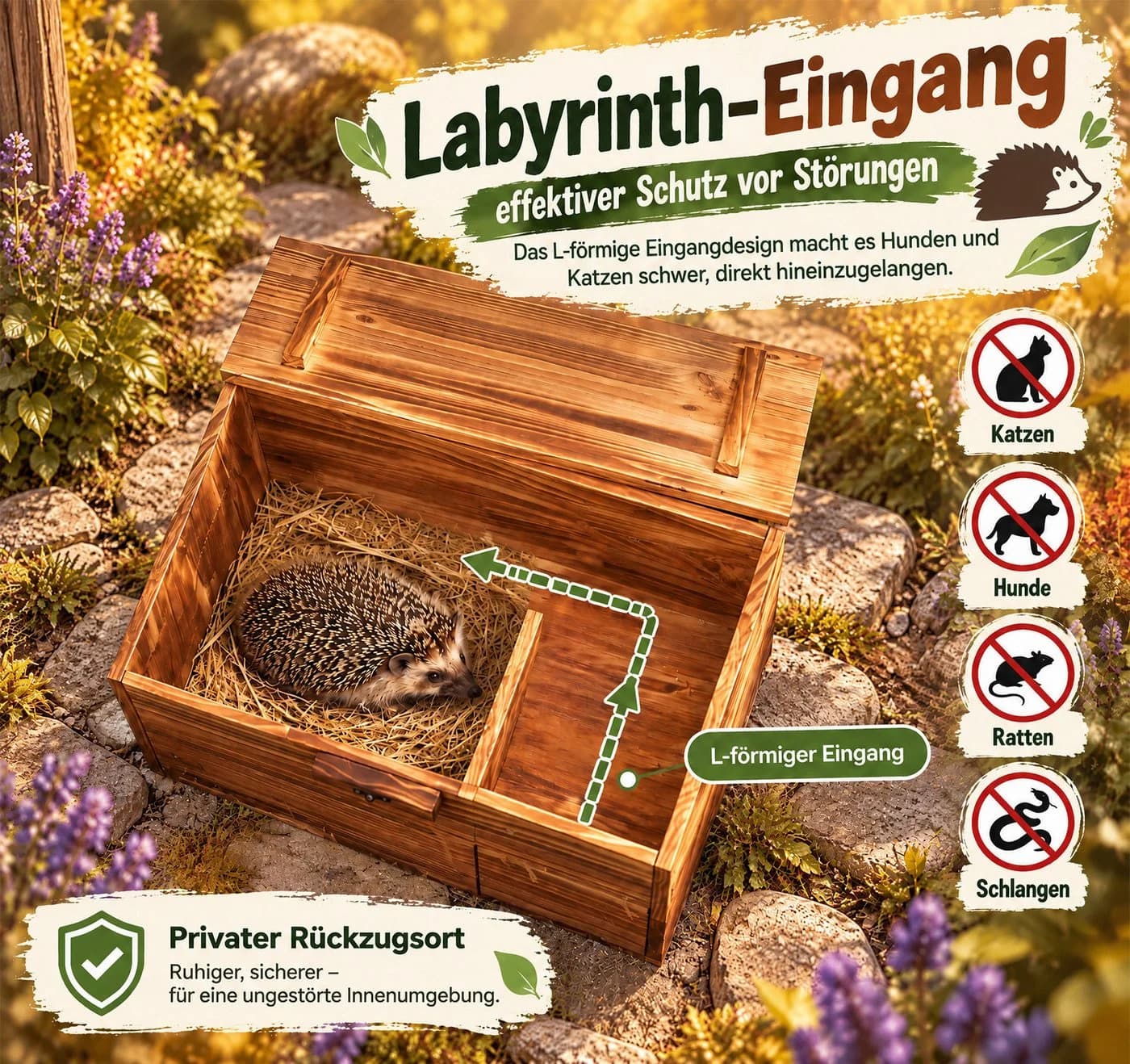 lindahandel Igelhaus XXL Massivholz mit erhöhtem Boden - Bild 3