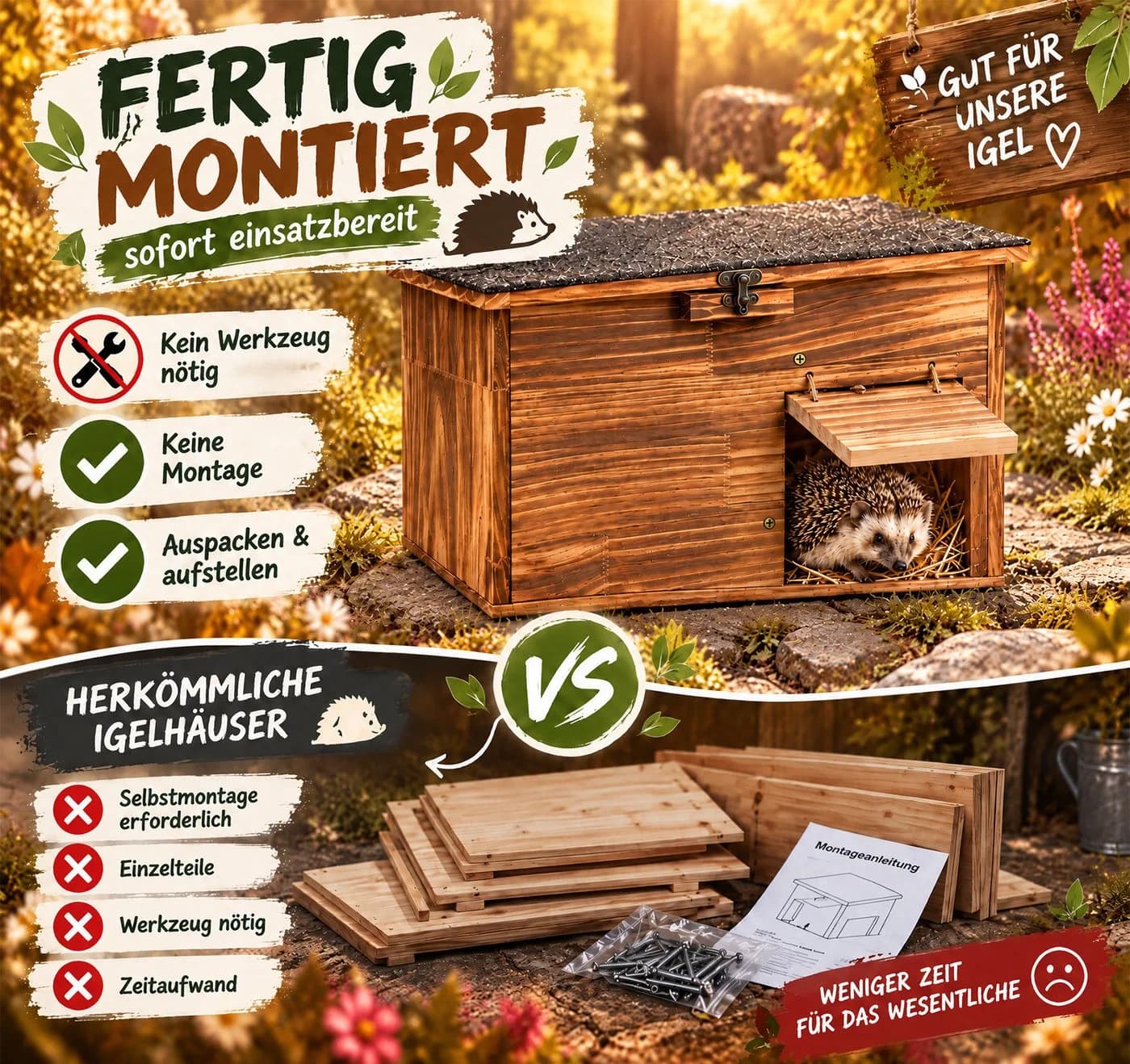 lindahandel Igelhaus XXL Massivholz mit erhöhtem Boden - Bild 4