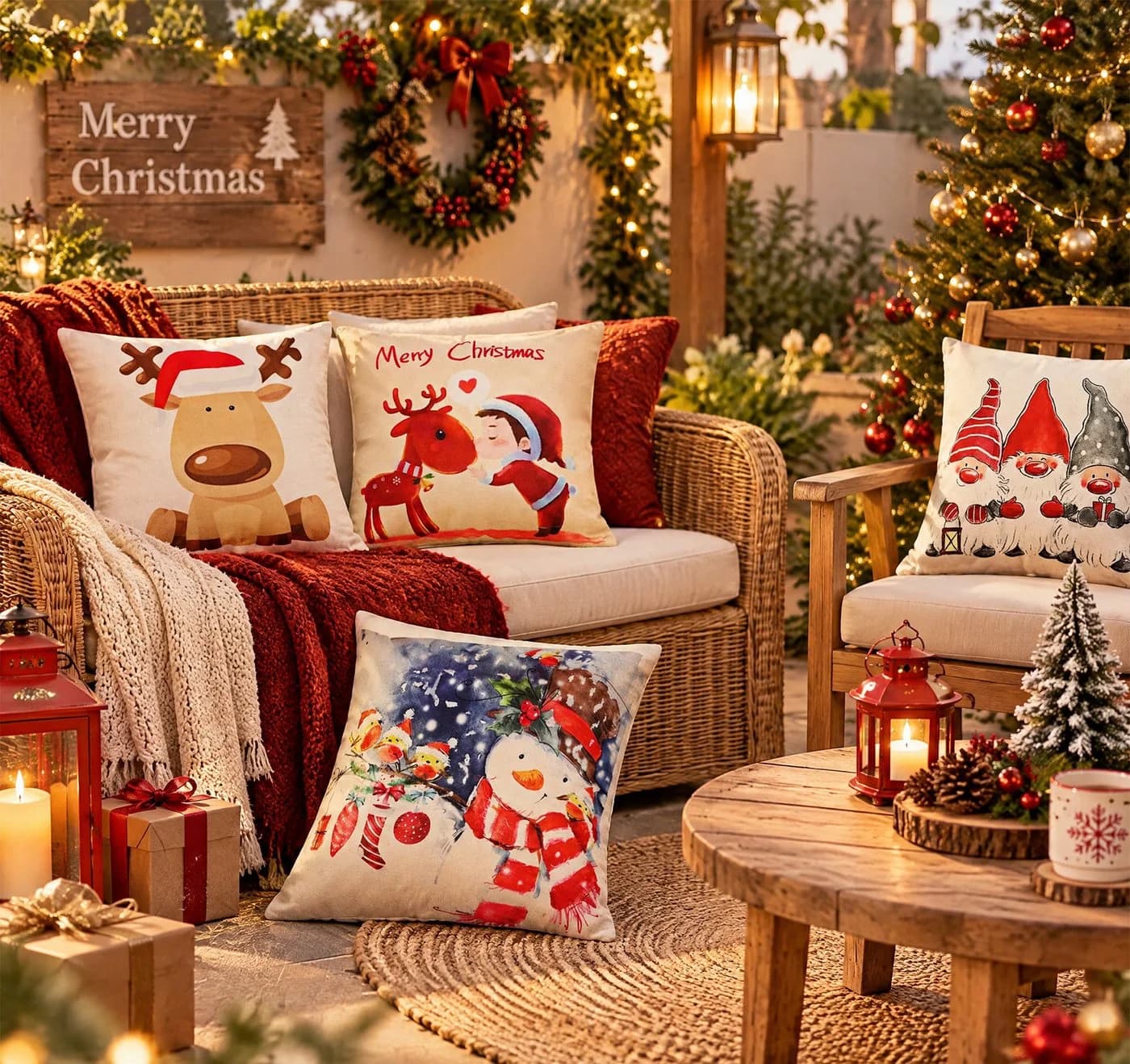 lindahandel Kissenbezüge Weihnachts 4er Set Leinen Beige - Bild 4
