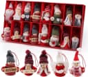 lindahandel 16er Christbaumschmuck Wichtel Set Rot mit Zedernholz-Perlen Bild 2