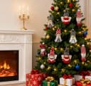 lindahandel 16er Christbaumschmuck Wichtel Set Rot mit Zedernholz-Perlen Bild 4