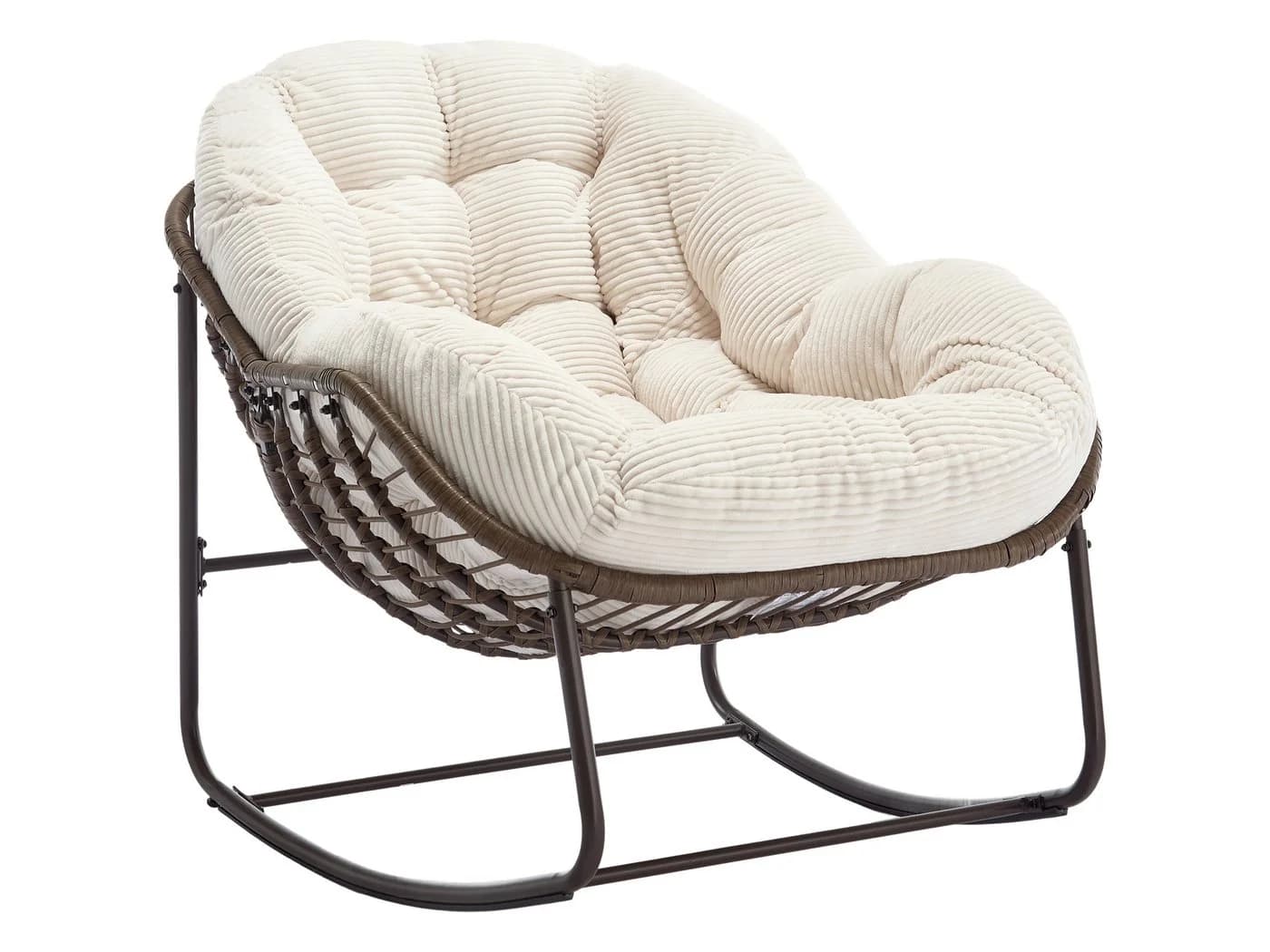 SeedWave Schaukelstuhl mit Rattan & Kordstoff-Kissen - Bild 2