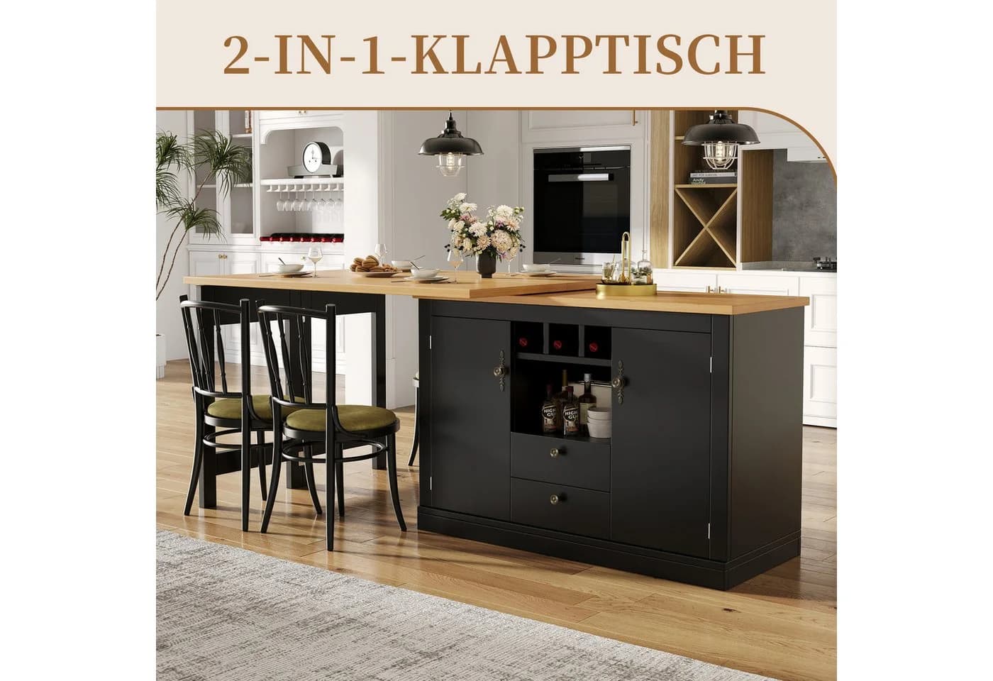 SeedWave Bartisch 360° drehbar mit Klappbarer Tischplatte & Stauraum
