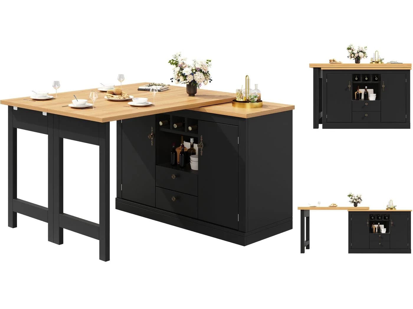 SeedWave Bartisch 360° drehbar mit Klappbarer Tischplatte & Stauraum - Bild 2