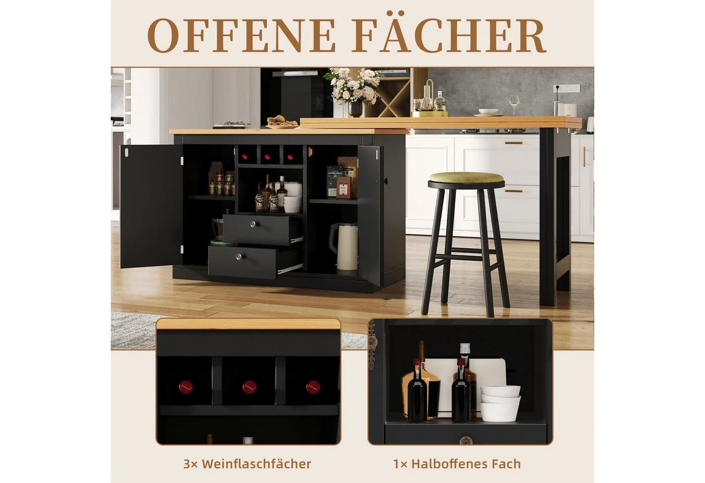 SeedWave Bartisch 360° drehbar mit Klappbarer Tischplatte & Stauraum - Bild 4