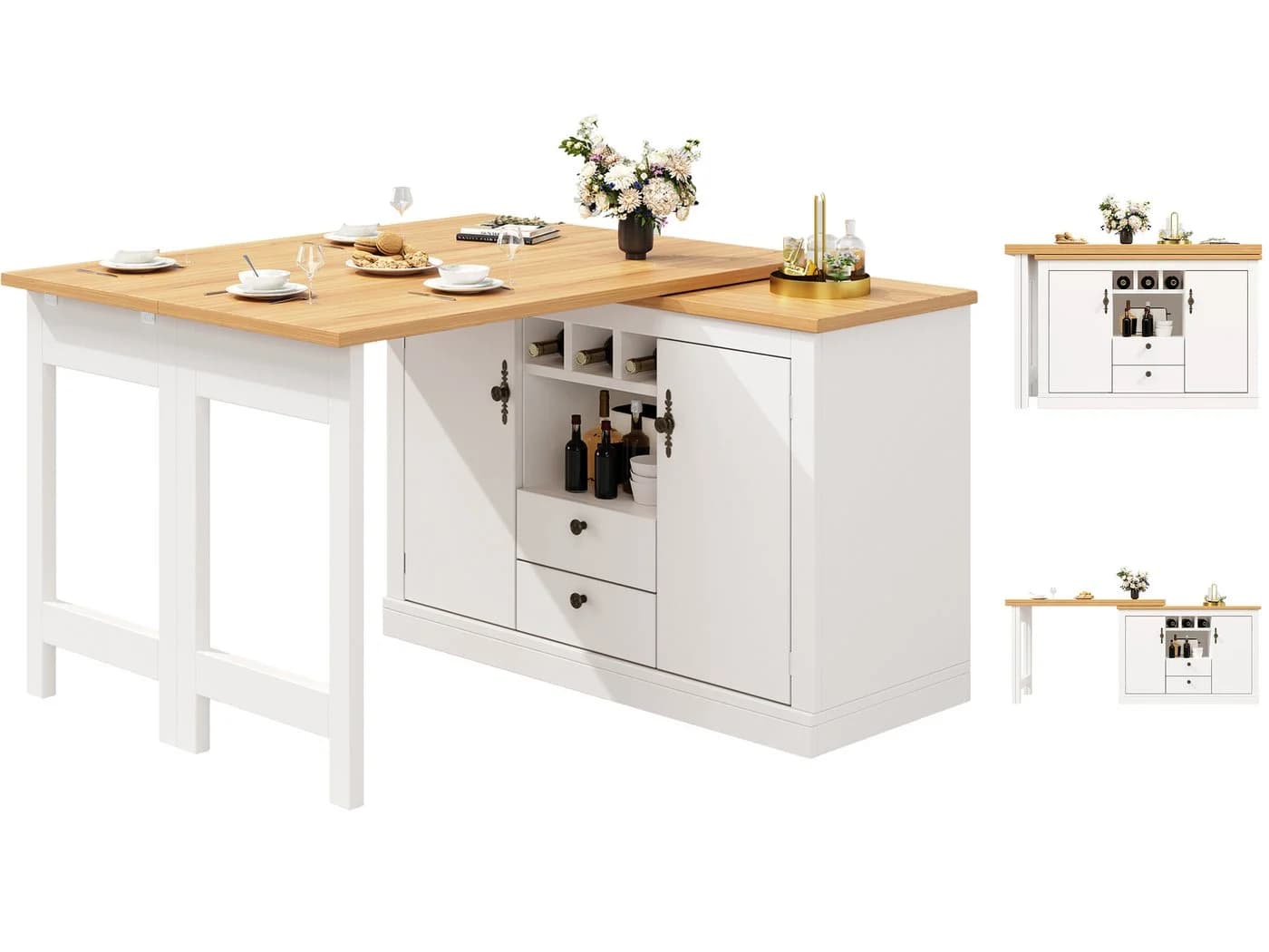 SeedWave Bartisch 360° drehbar mit Klappbarer Tischplatte & Stauraum - Bild 2