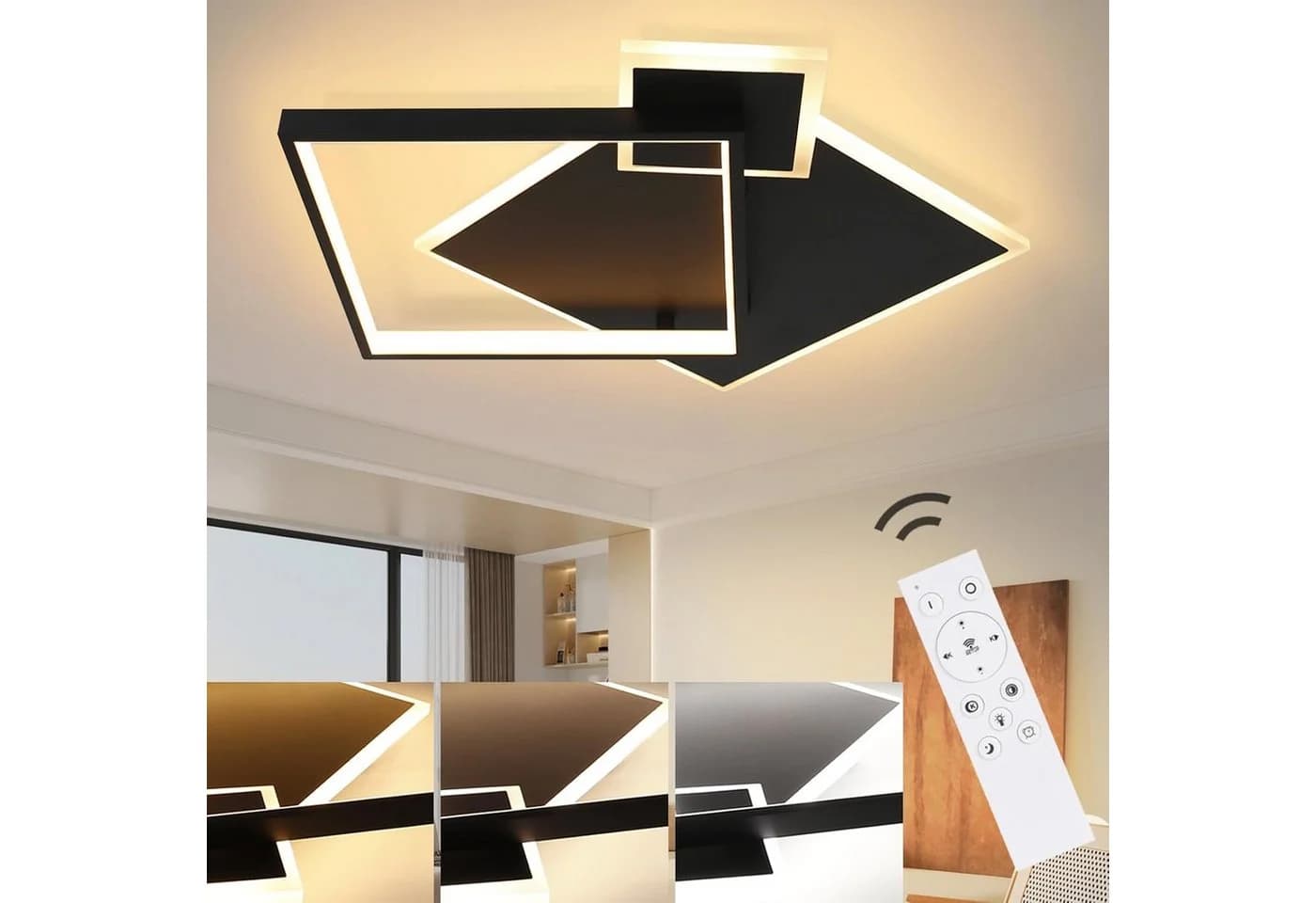 ZMH LED Deckenleuchte Modern Design mit Fernbedienung Weiss - Bild 2
