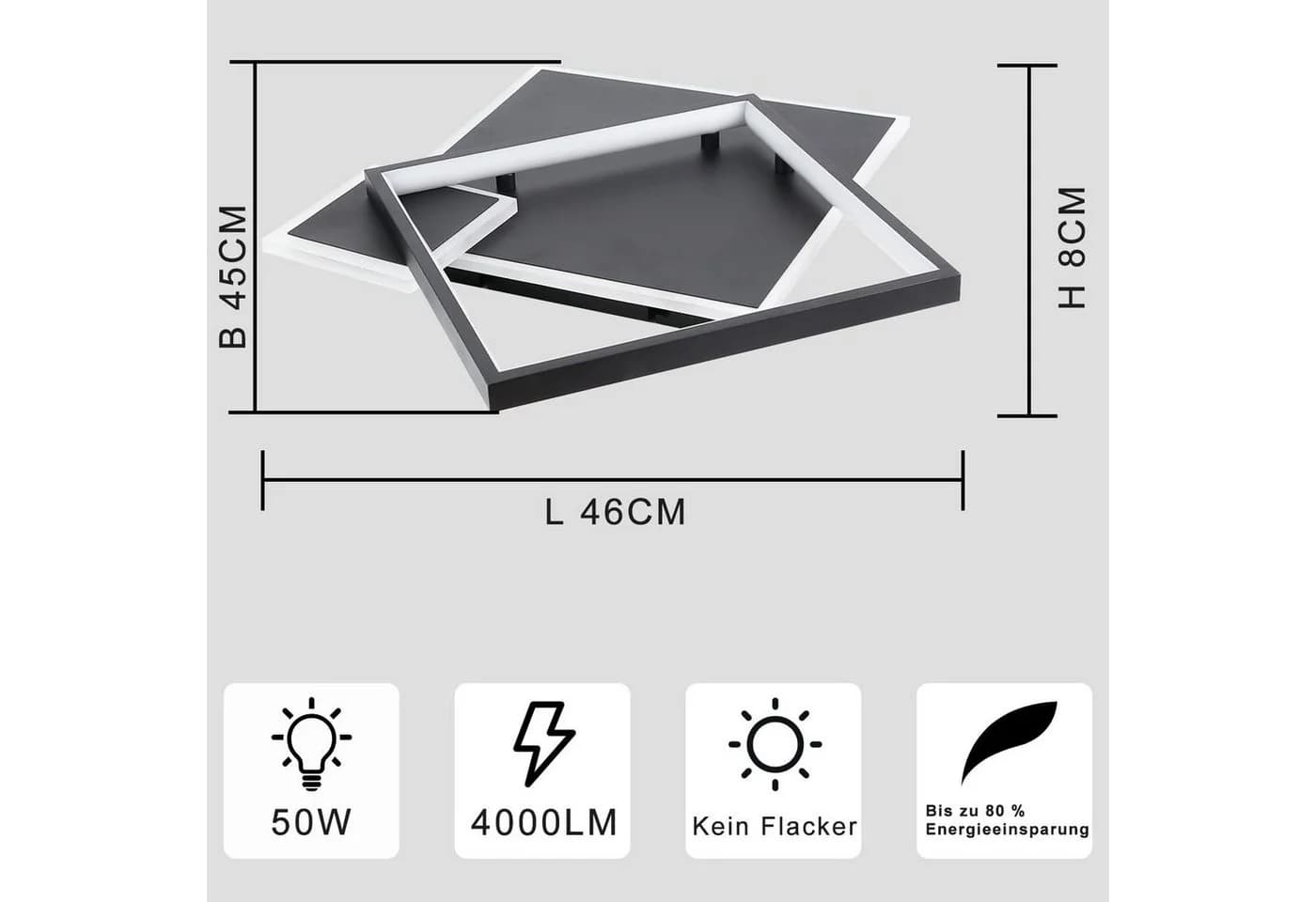 ZMH LED Deckenleuchte Modern Design mit Fernbedienung Weiss - Bild 4