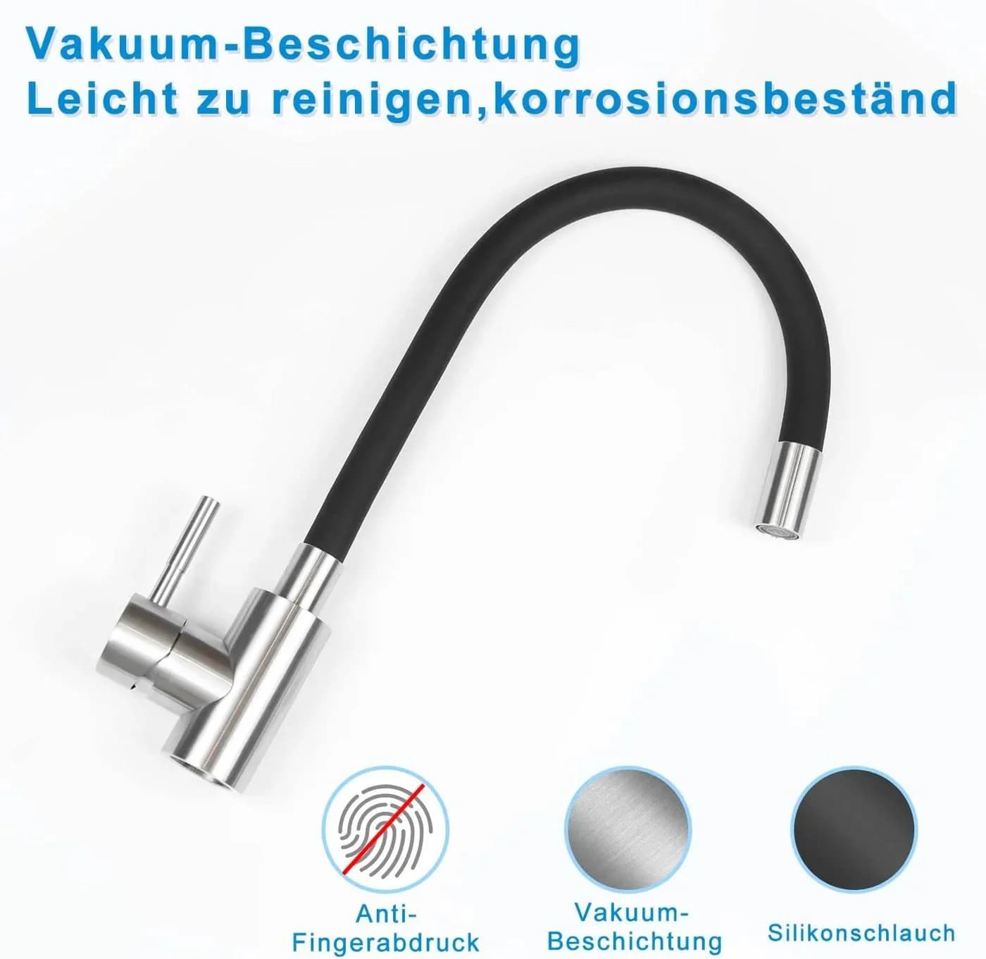 Nettlife Küchenarmatur Hochdruck 360° Schwenkbar Edelstahl - Bild 5