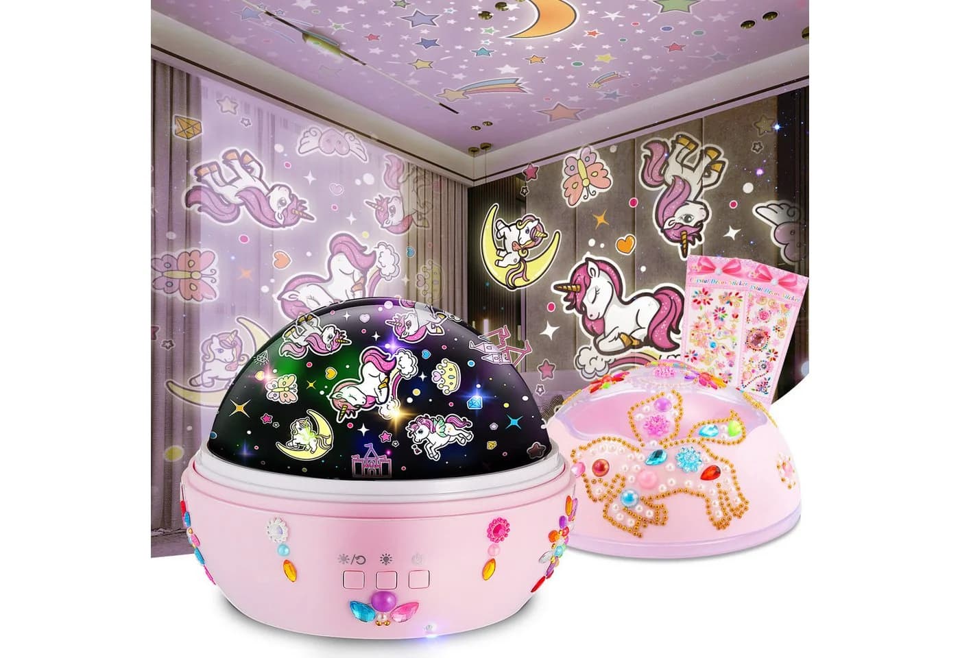 Wootoy LED Nachtlicht Einhorn Projektor Rosa 360° Rotation - Bild 2