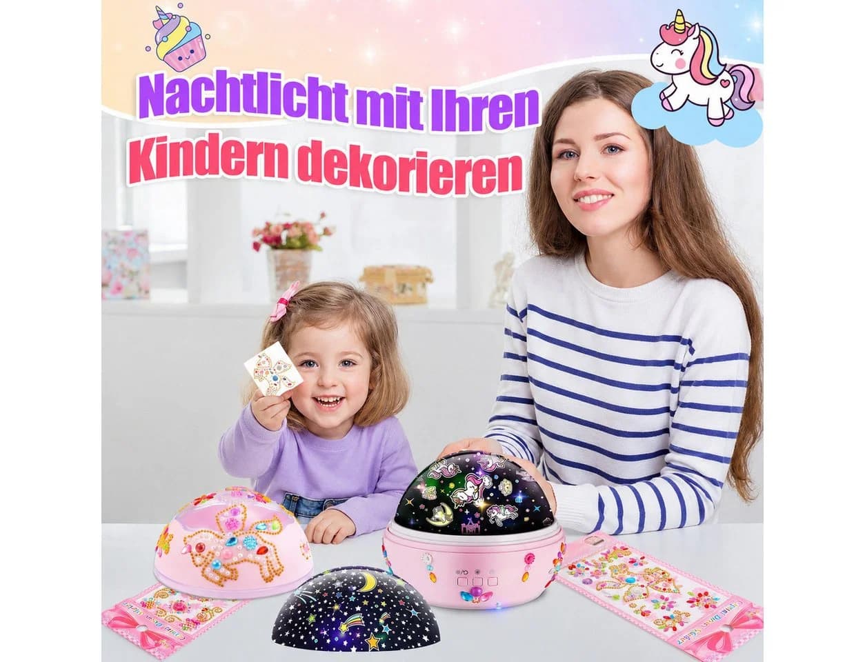 Wootoy LED Nachtlicht Einhorn Projektor Rosa 360° Rotation - Bild 3