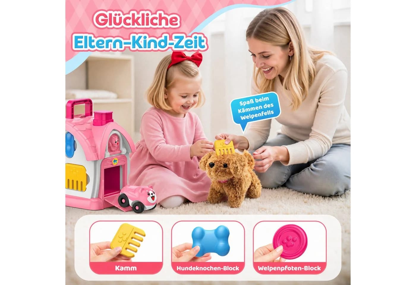 Wootoy Lernspielzeug Spielcenter 6-in-1 Aktivitätshaus Rosa - Bild 4