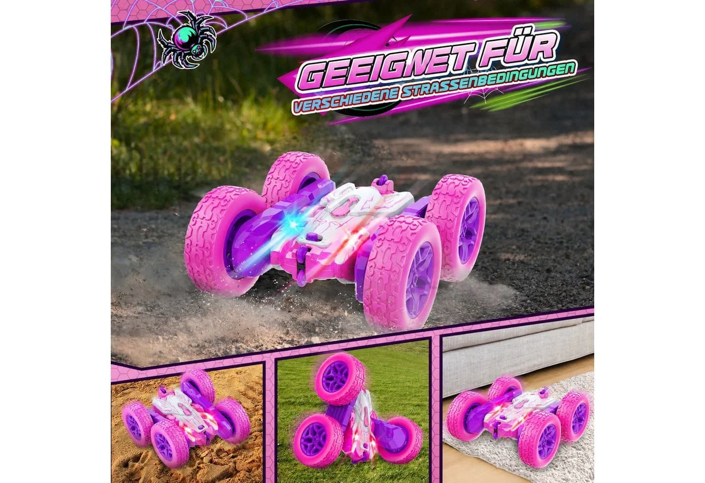 Wootoy RC Stunt Car 4WD mit 360°-Rotation und LED-Lichtern