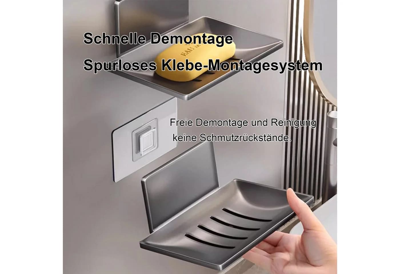 Mutig Seifenschale Edelstahl selbstklebend Grau - Bild 4