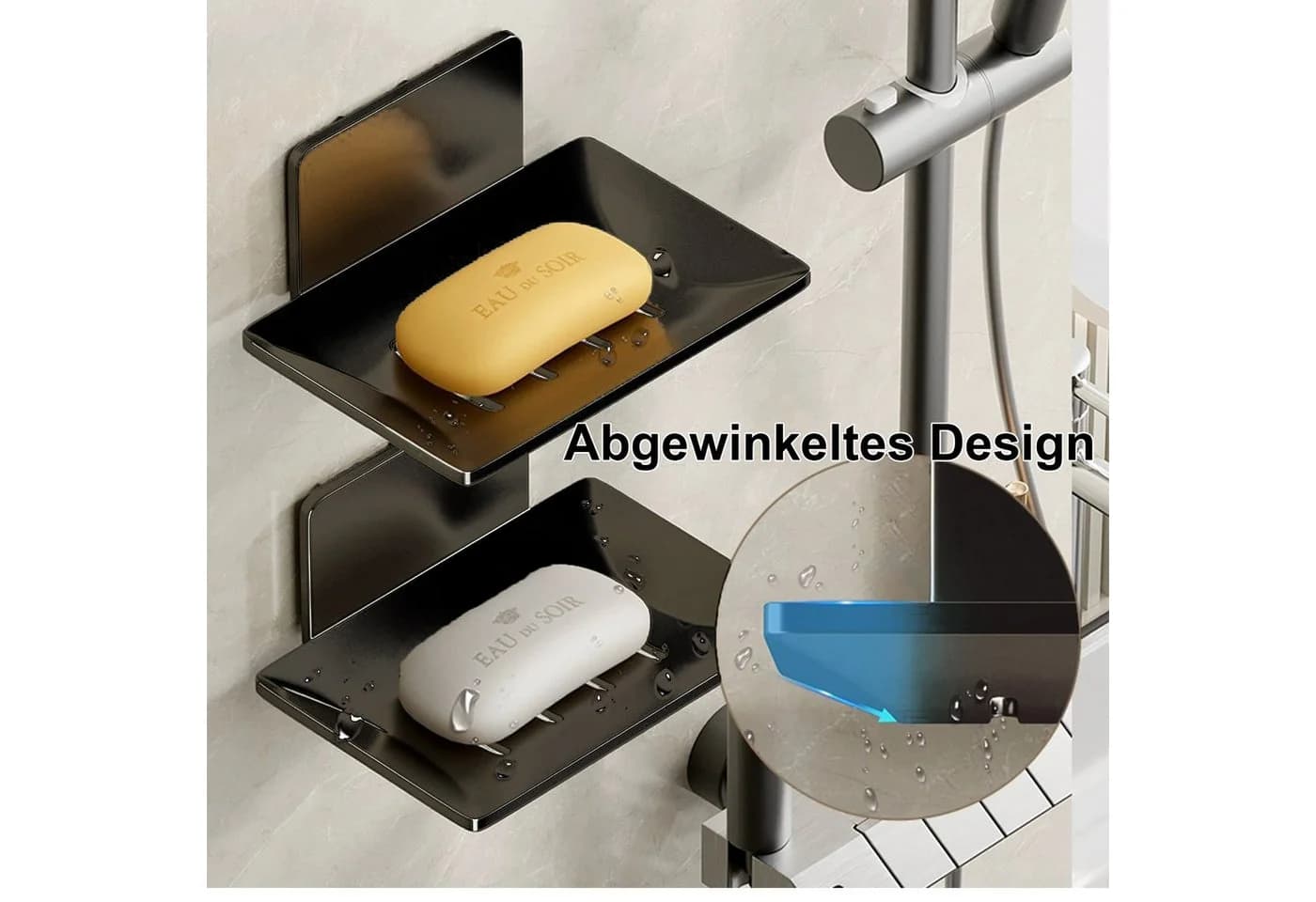 Moderne Seifenablage aus Space-Aluminium und Edelstahl