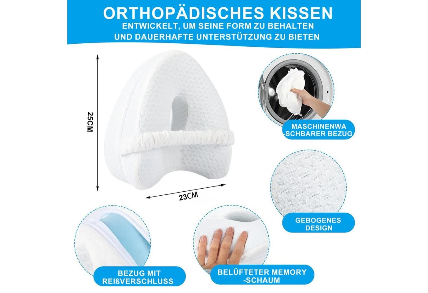 Mutig Balancekissen Kniekissen 2 Stück Weiß Memory-Schaum - Bild 4