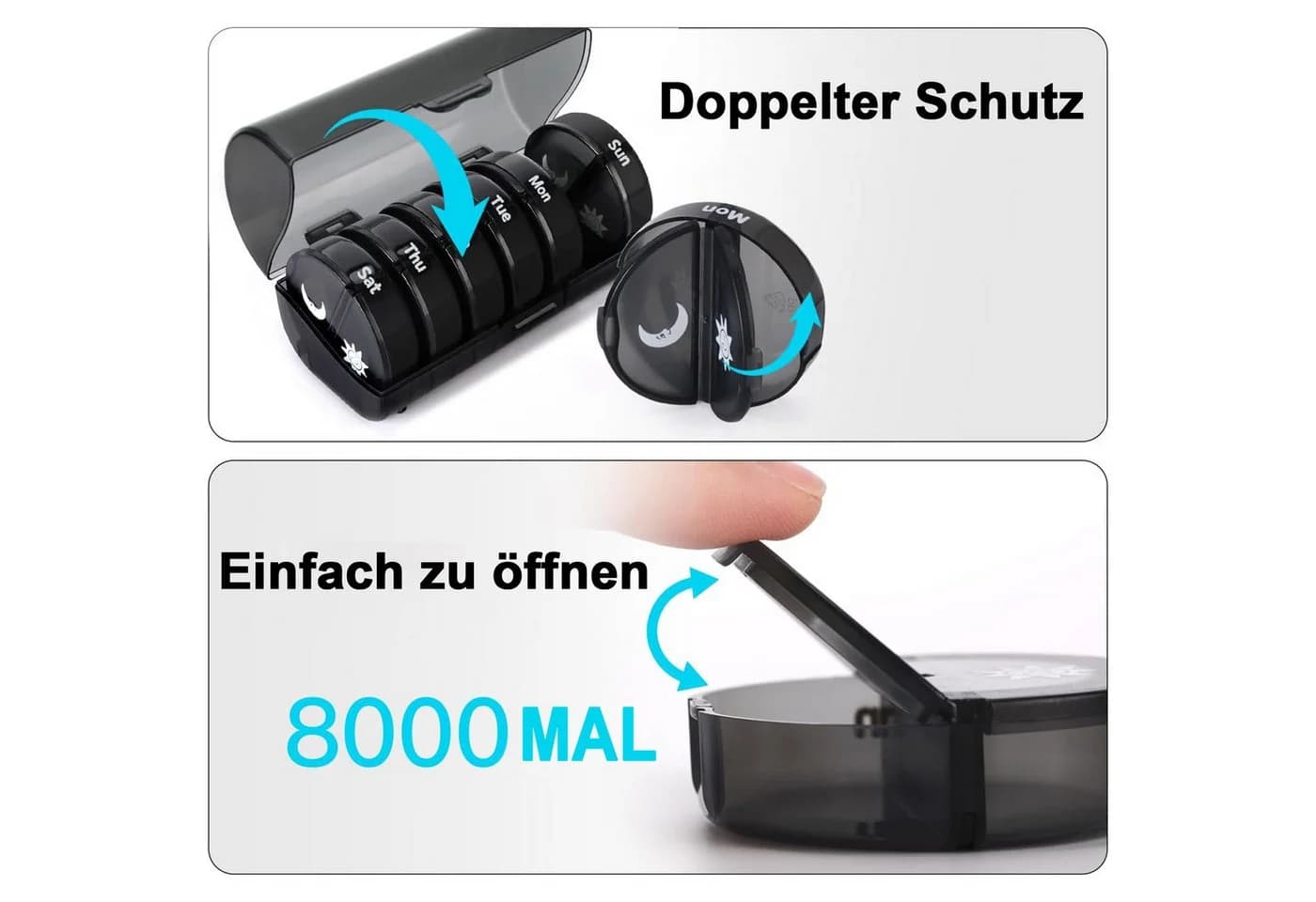 Schwarze Pillendose aus Plastik - Einfach und Tragbar - Bild 4