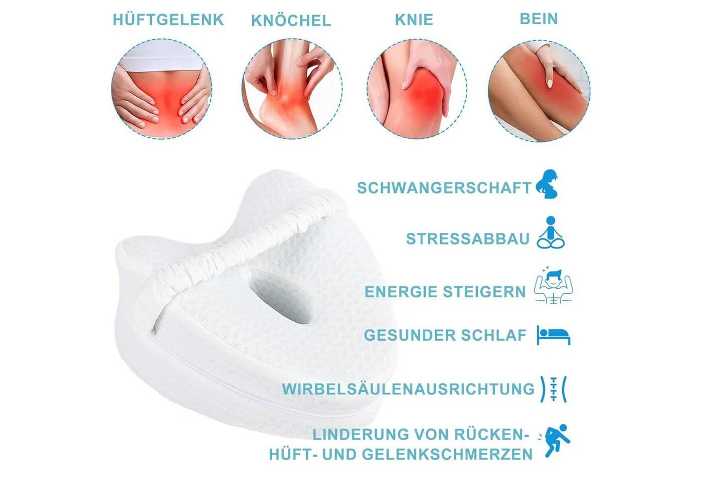 Keyura Balancekissen Kniekissen 2 Stück Memory-Schaum Weiß - Bild 3