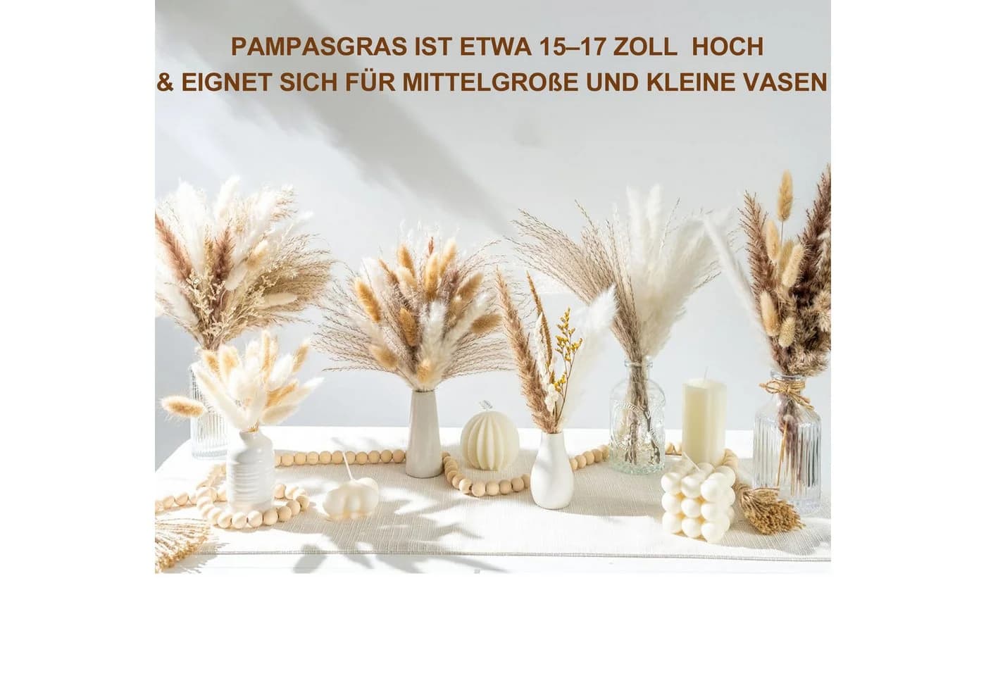 Mutig Trockenblume 75 Stück Pampasgras Kunstvolle Deko Boho-Tischdeko - Bild 3
