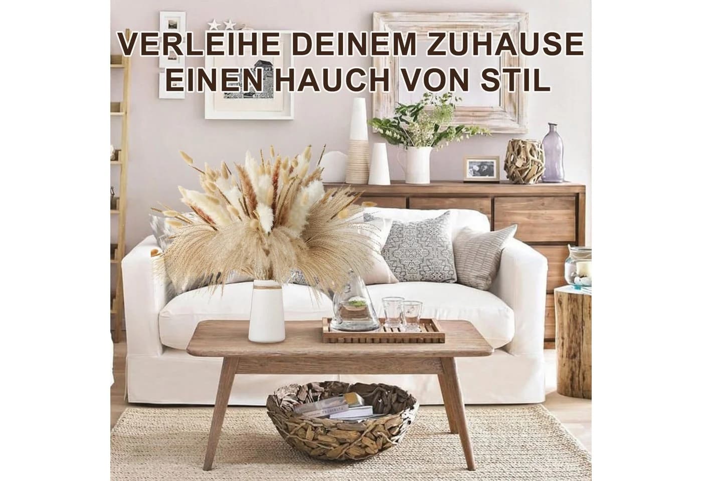 Mutig Trockenblume 75 Stück Pampasgras Kunstvolle Deko Boho-Tischdeko - Bild 5