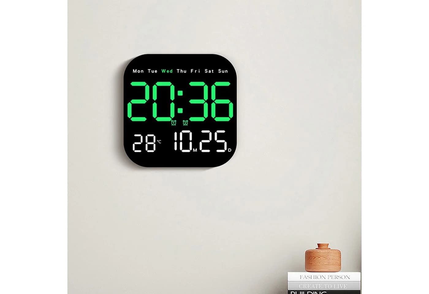 Senmudi Uhr Große LED Digitaluhr mit Anzeige für Zeit, Luftfeuchtigkeit, Temperatur - Bild 1