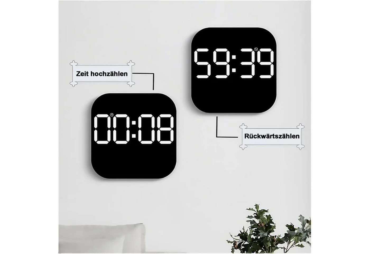 Senmudi Uhr Große LED Digitaluhr mit Anzeige für Zeit, Luftfeuchtigkeit, Temperatur - Bild 4