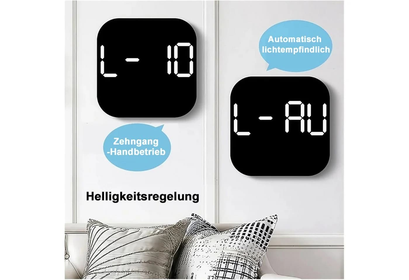 Senmudi Uhr Große LED Digitaluhr mit Anzeige für Zeit, Luftfeuchtigkeit, Temperatur - Bild 5