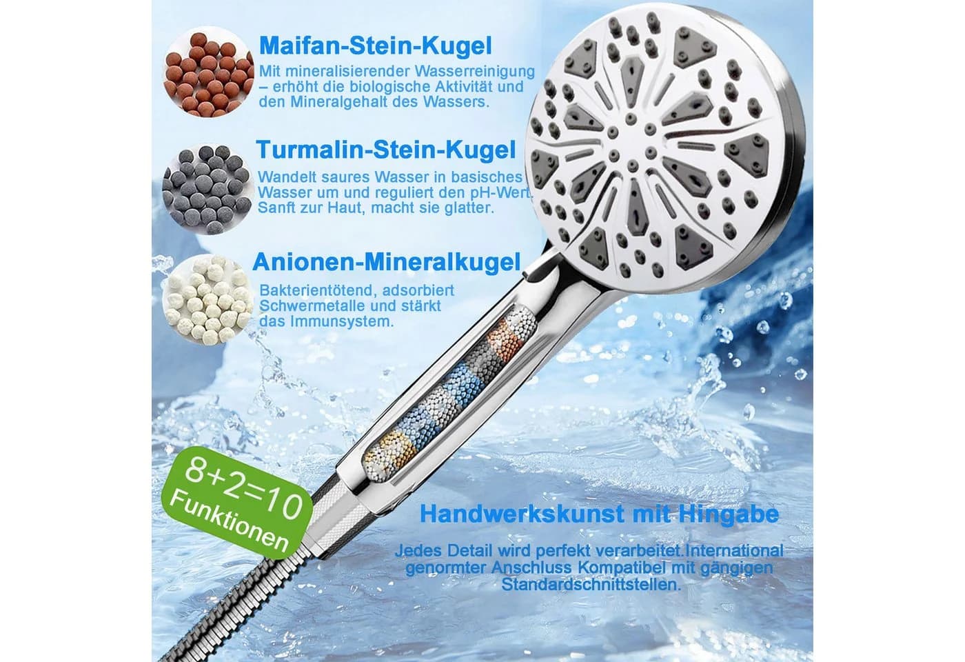 Mutig Duschbrause mit Filter 10 Strahlarten