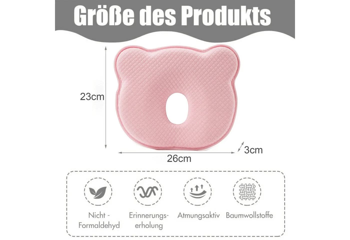 Mutig Babykissen Neugeborene Memory Foam Reisekissen Gegen Plattkopf Rosa