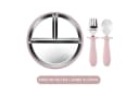 Mutig Kindergeschirr-Set 3-tlg. Edelstahl Rosa mit Saugnapf & Besteck Bild 1
