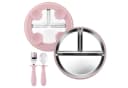 Mutig Kindergeschirr-Set 3-tlg. Edelstahl Rosa mit Saugnapf & Besteck Bild 2