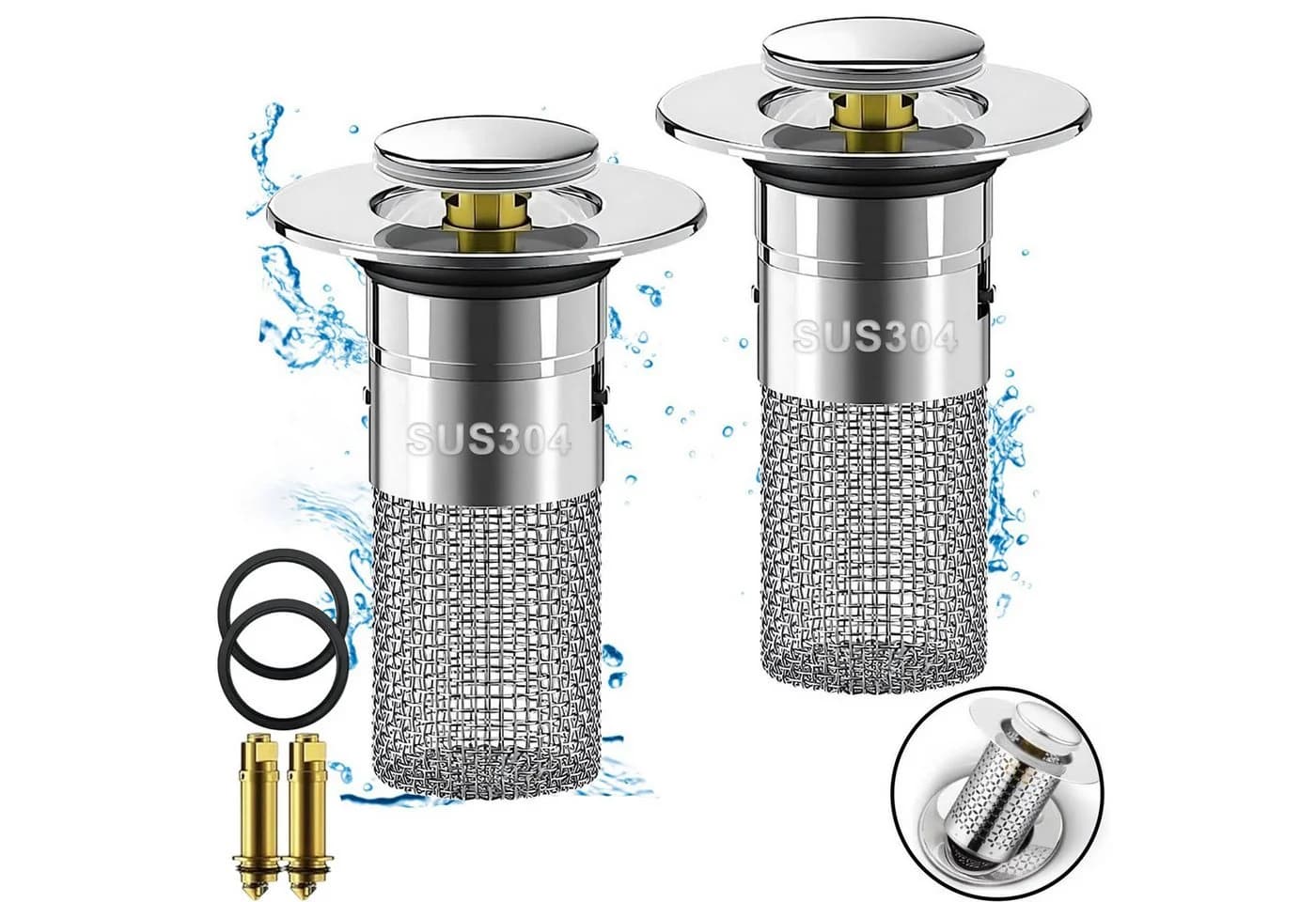 Mutig Waschbeckenstöpsel 2-in-1 Edelstahl - Bild 2