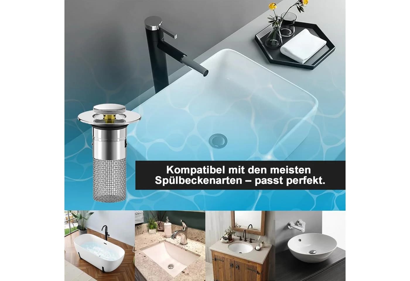 Mutig Waschbeckenstöpsel 2-in-1 Edelstahl - Bild 3