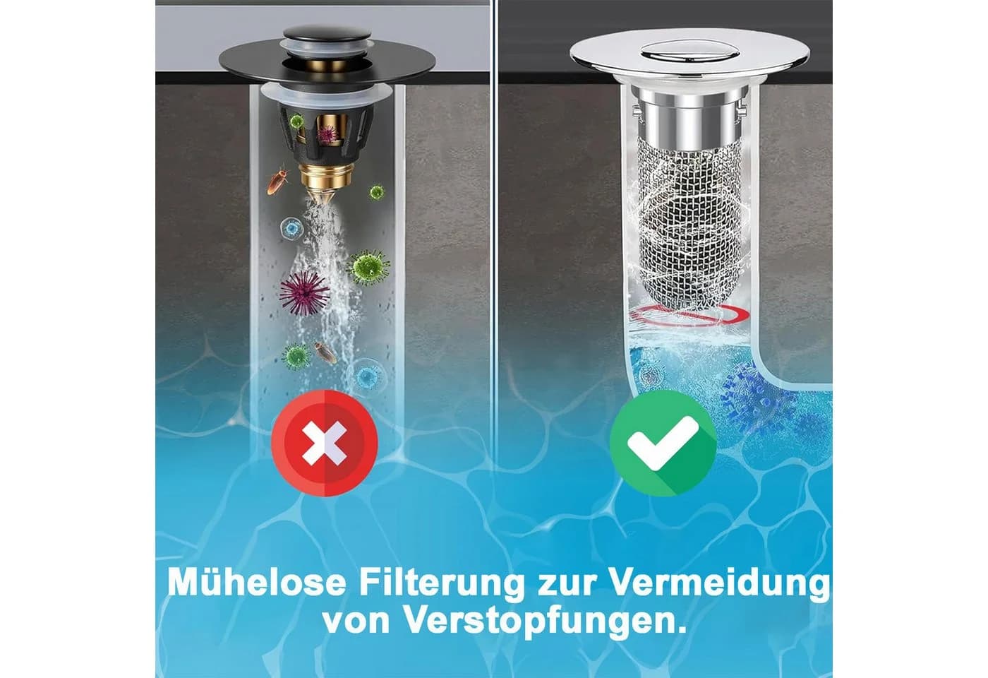Mutig Waschbeckenstöpsel 2-in-1 Edelstahl - Bild 5
