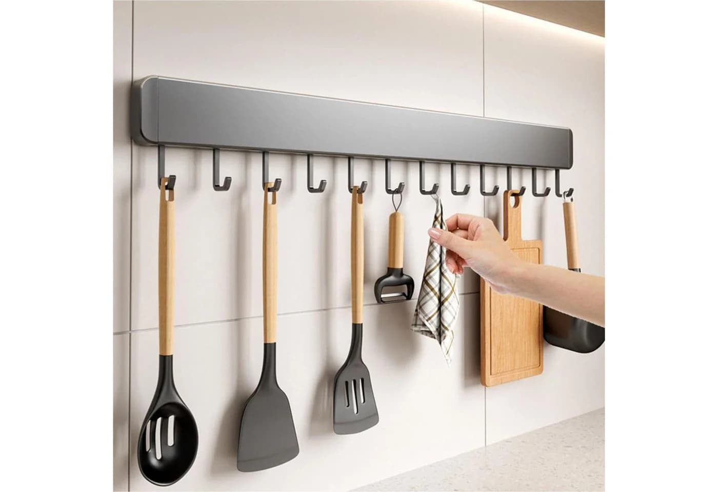 Mutig Hakenleiste Garderobenleiste 30/40/50cm Küchenhalterung Silber - Bild 2