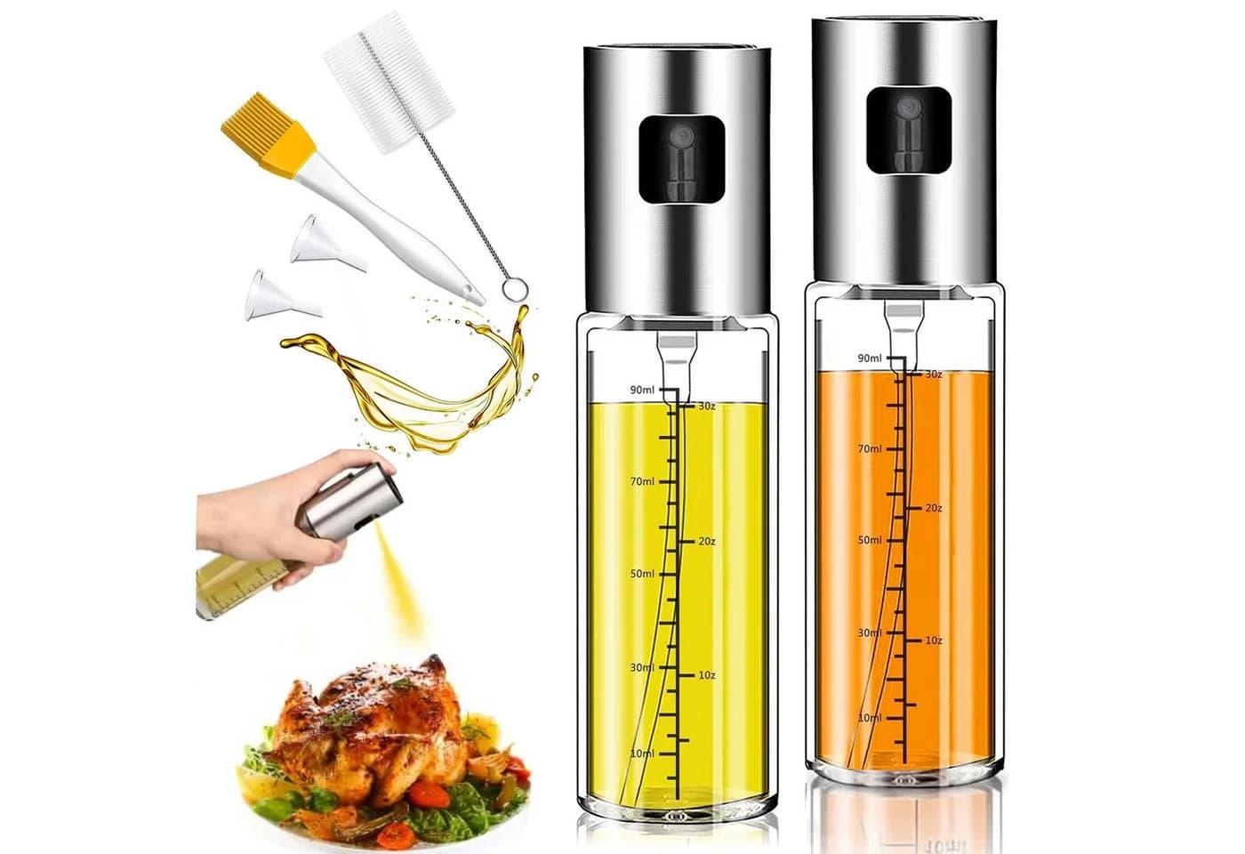 Mutig Ölspender 2er-Set Glas Edelstahl Auslaufsicher - Bild 2