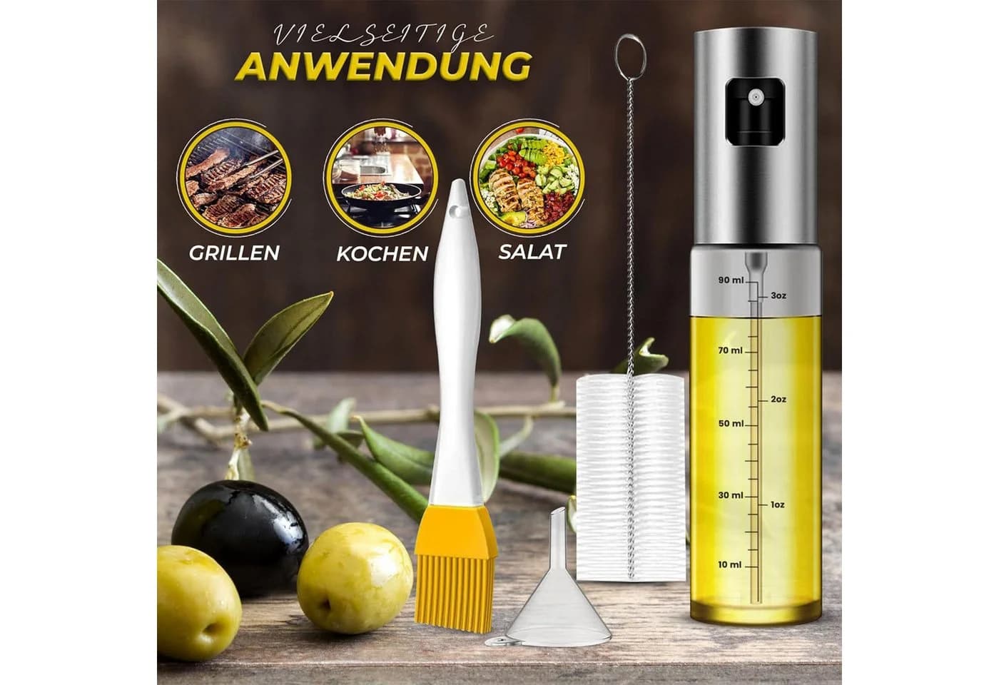 Mutig Ölspender 2er-Set Glas Edelstahl Auslaufsicher - Bild 3