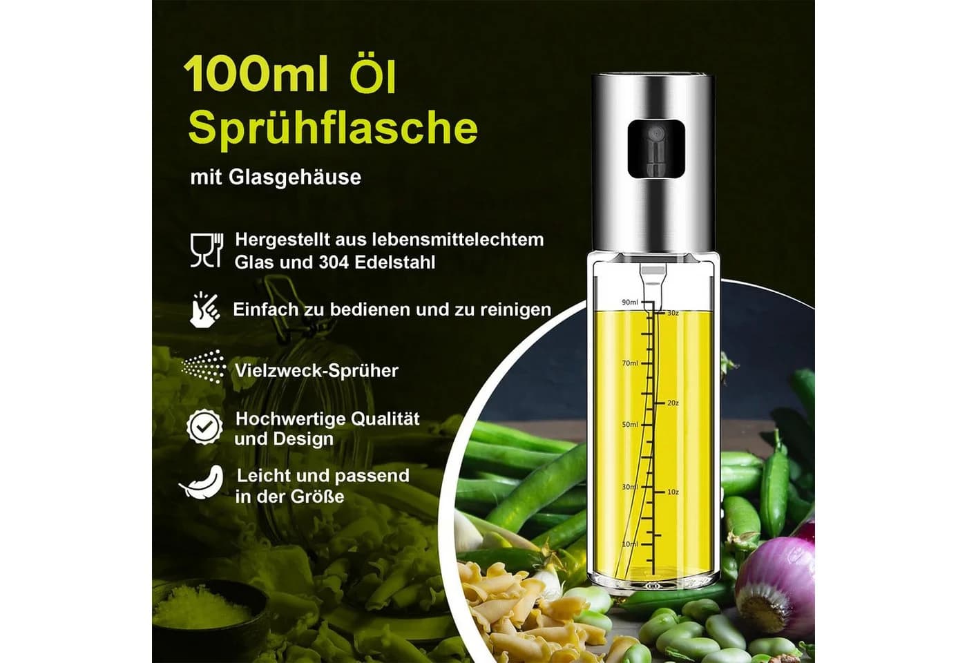 Mutig Ölspender 2er-Set Glas Edelstahl Auslaufsicher - Bild 4