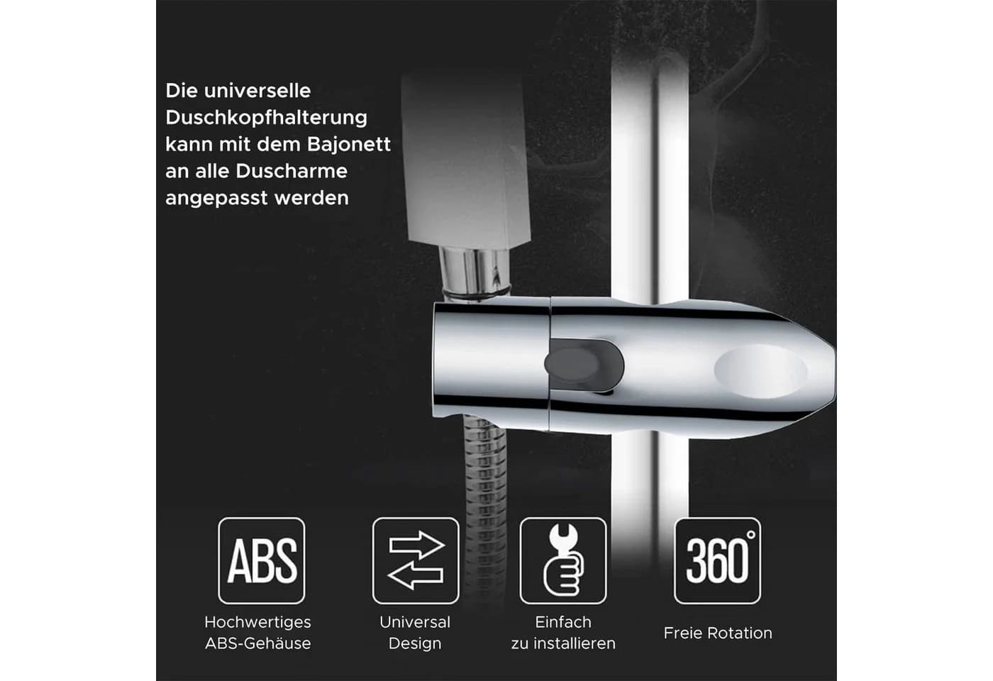 Refttenw Brausehalter Verstellbar Duschhalterung 360° Silber - Bild 3