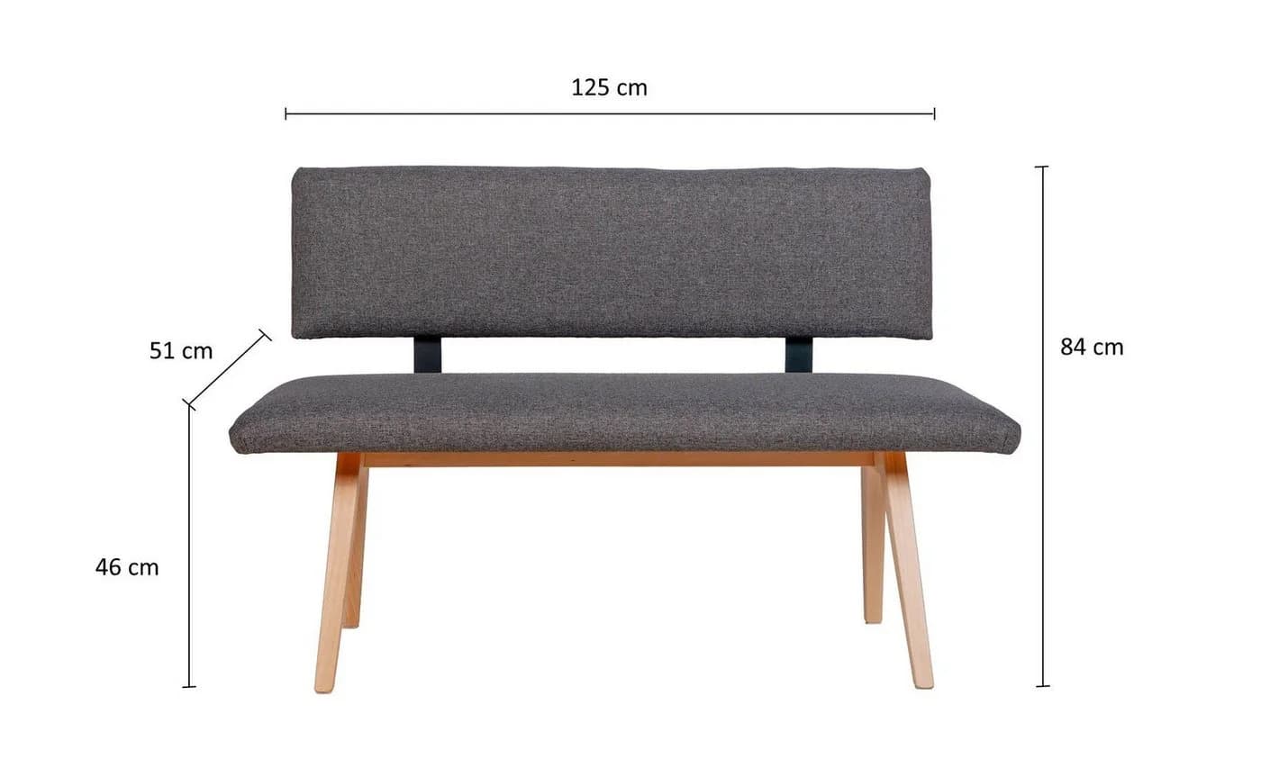 kundler Home Sitzbank mit Polster Grau Massivholz Buche - Bild 5
