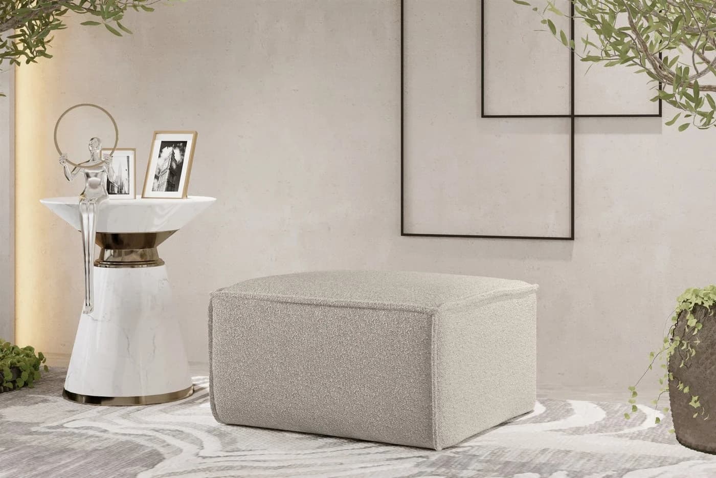 Fun Möbel Polsterhocker CELES PREMIUM - Designerhocker in Stoff