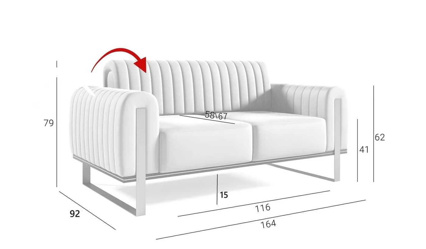 Fun Möbel 2-Sitzer Sofa VALERIE Beige Designersofa - Bild 4