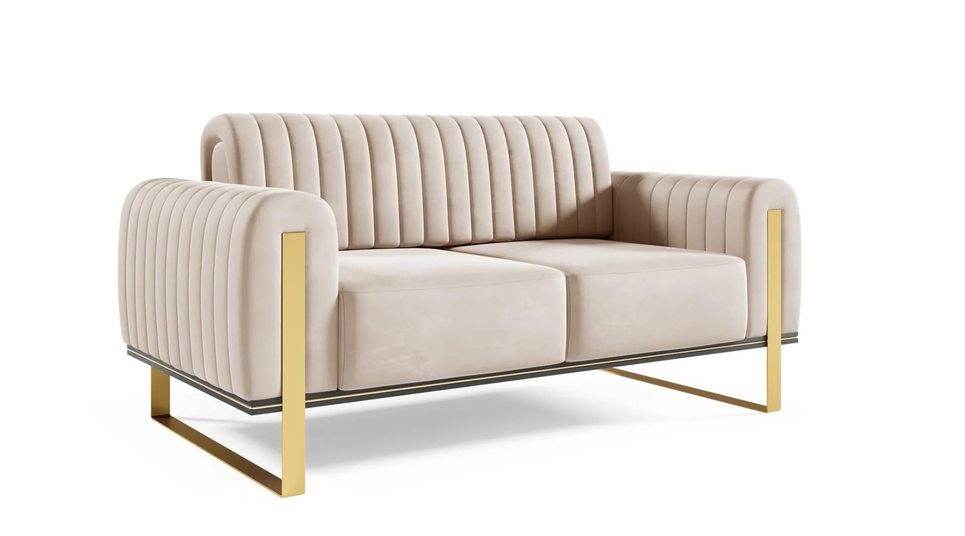 Fun Möbel 2-Sitzer Sofa VALERIE Beige Designersofa - Bild 5
