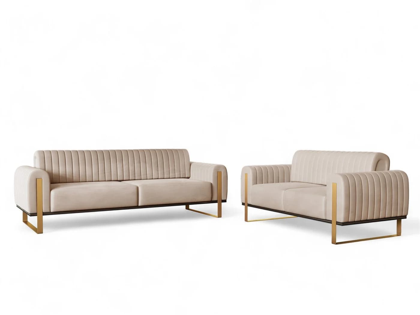Fun Möbel Sofaset VALERIE 3-2 Beige Stoff Designersofa - Bild 2